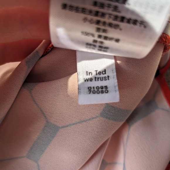 Ted Baker Valent Geometric Print Red Black Zip Front Dress - Picture 5 of 13